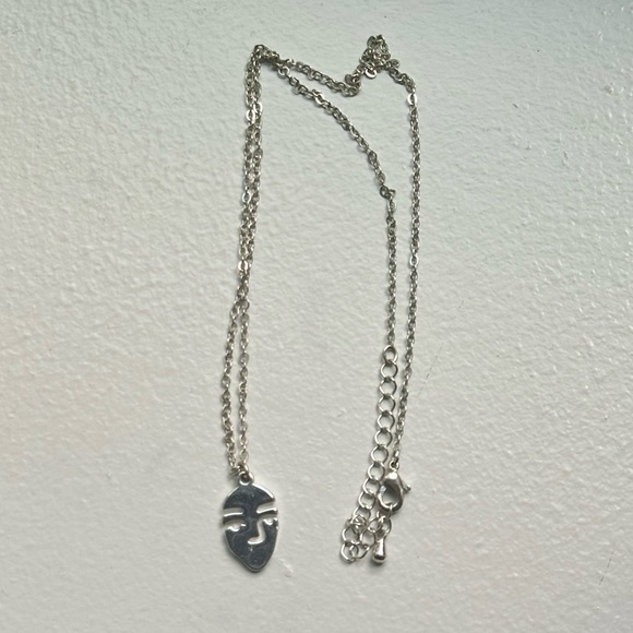 Silver Mod Face Pendant Necklace - Picture 2 of 2